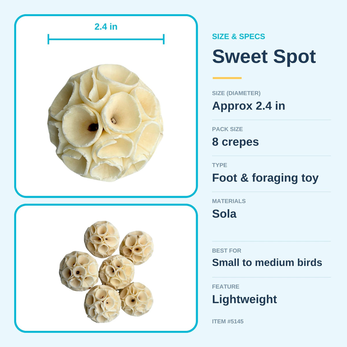 Small sola crepe size and specs, about 2.4 inches across #size_small - pack of 8