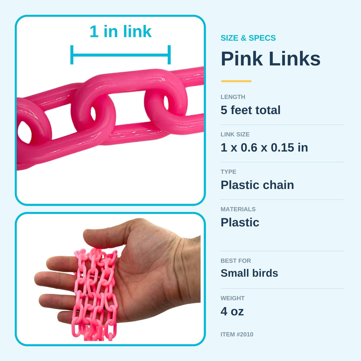 5ft Small Pink Plastic Chain #2010