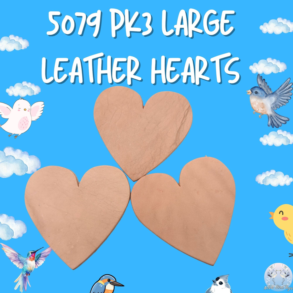 5079 Pk3 Large Leather Hearts