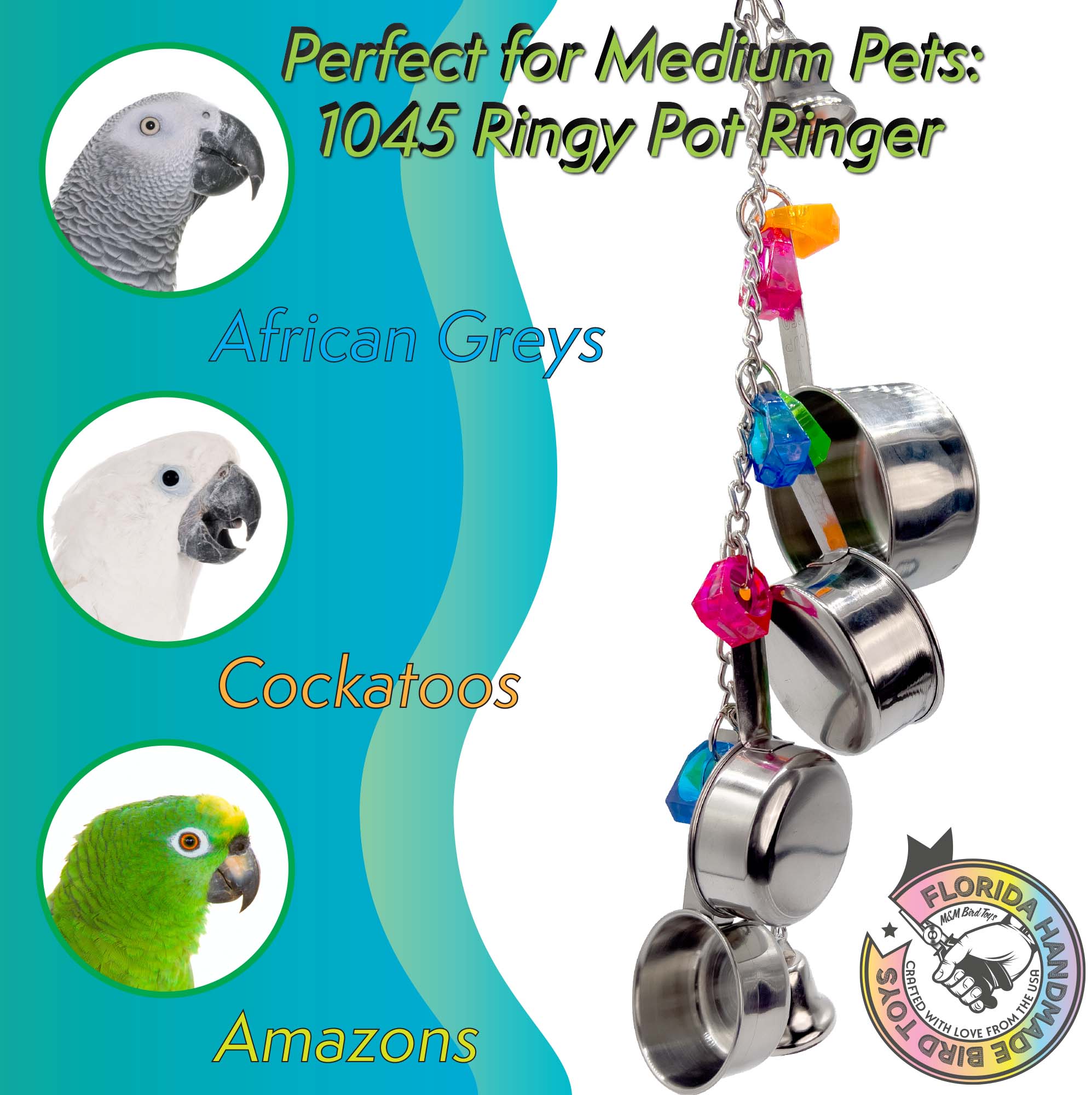 1045 Ringy Pot Ringer M&M Bird Toys