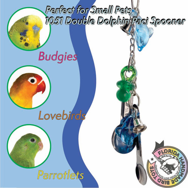 1051 Double Dolphin Paci Spooner M&M Bird Toys
