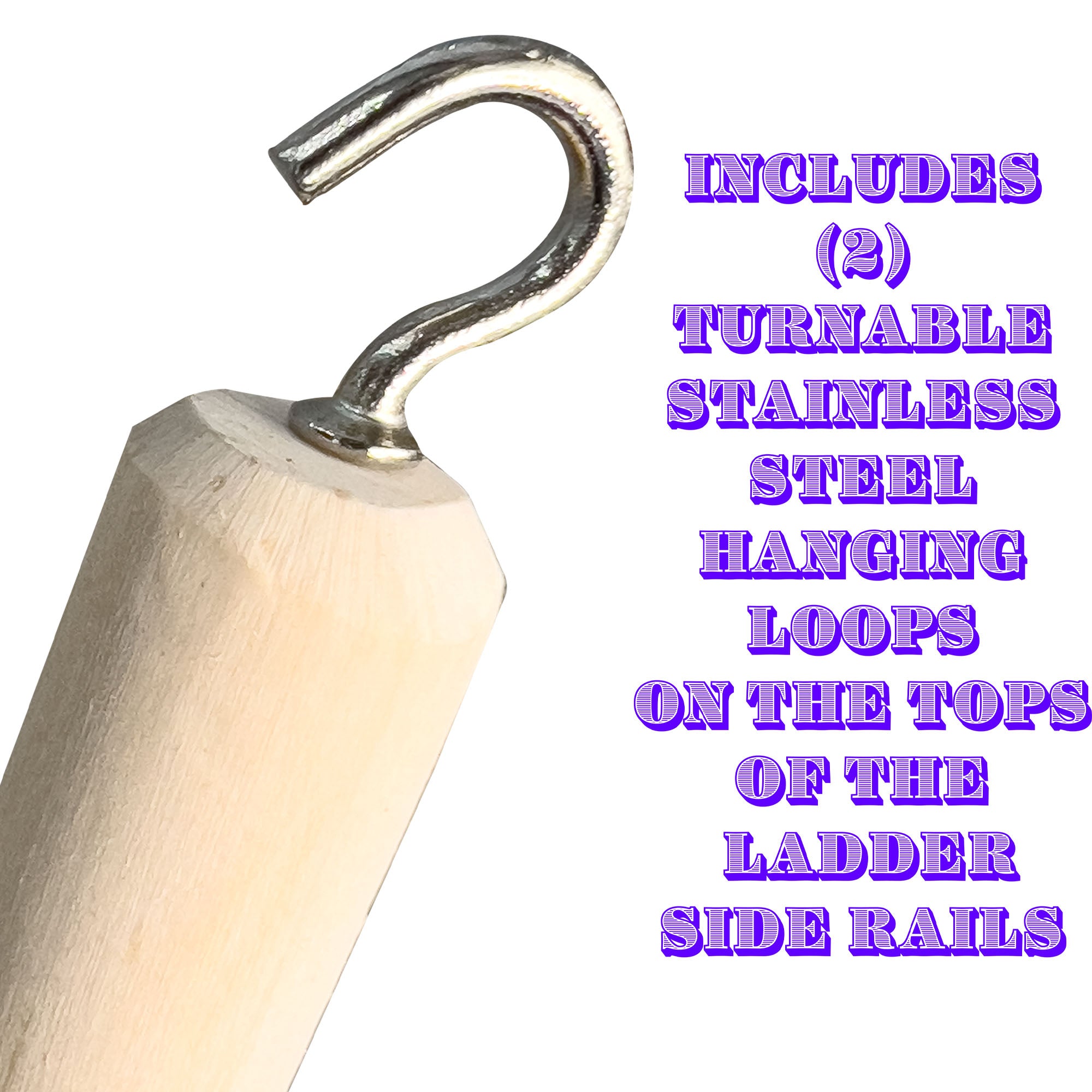 4000 12 Inch Natural Pine Hook Ladder