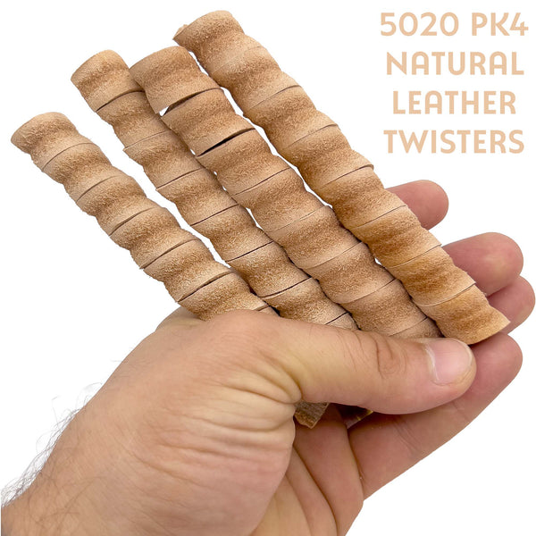 5020 Twisters de cuero natural Pk4 Pk8 PK12 M&M Bird Toys