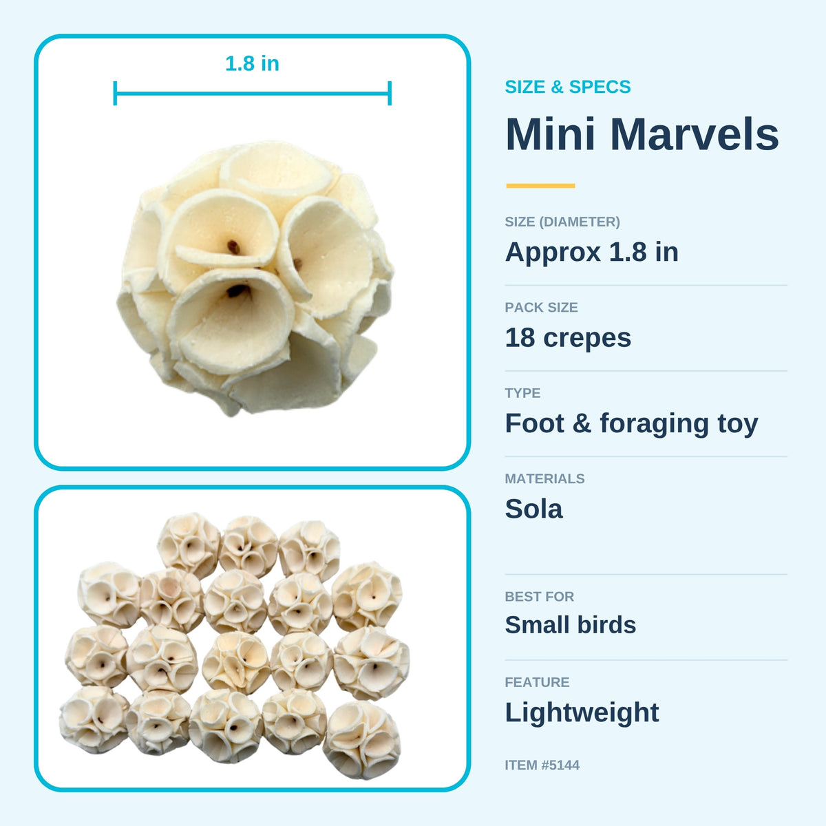 Mini sola crepe size and specs, about 1.8 inches across #size_mini - pack of 18