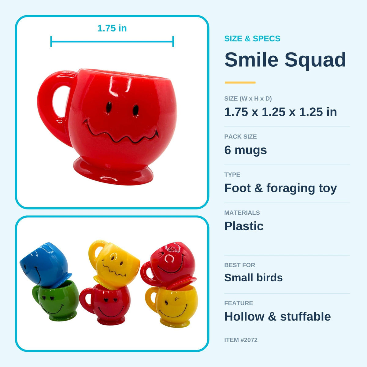 Pk6 Mini Smile Mugs #2072