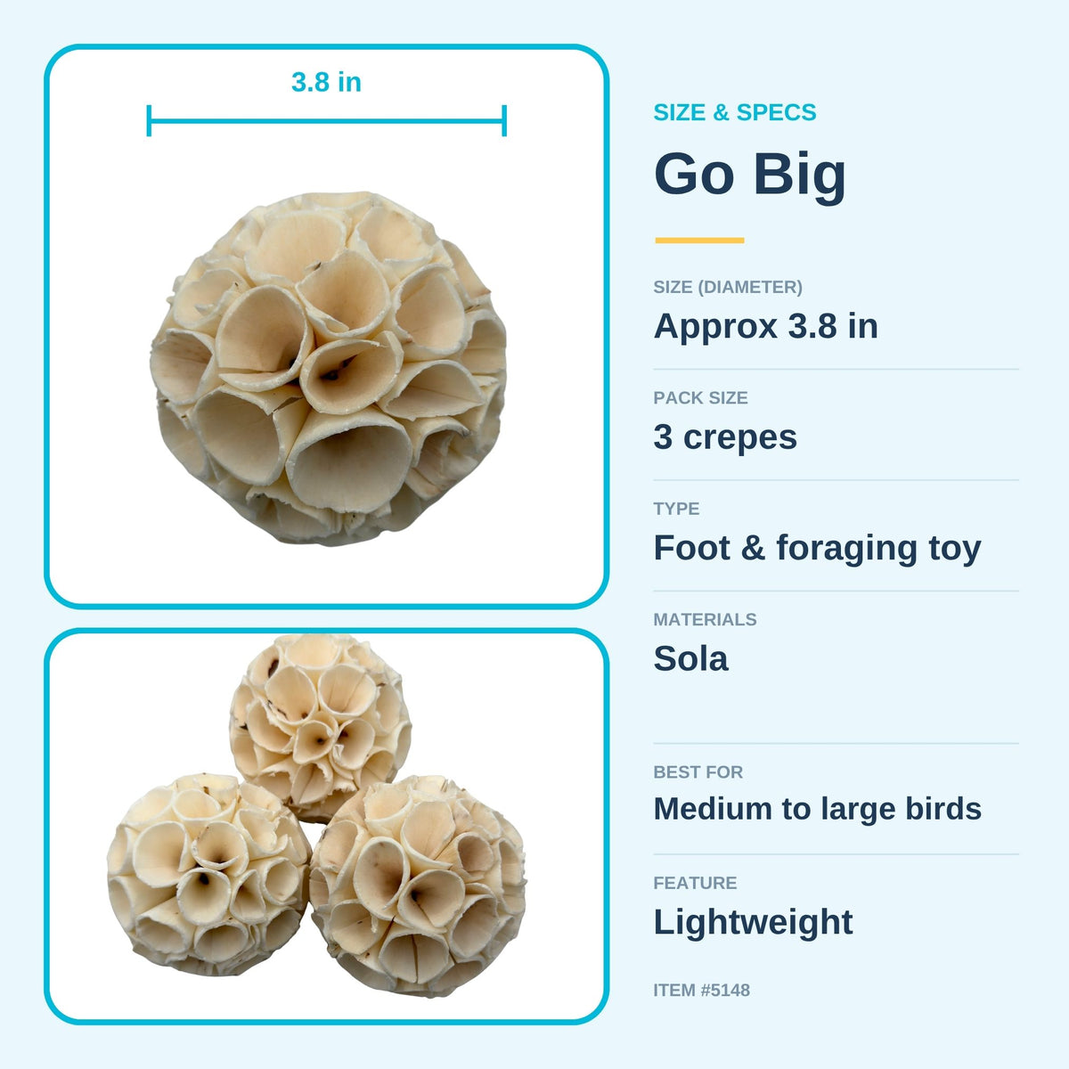 Mega sola crepe size and specs, about 3.8 inches across #size_mega - pack of 3