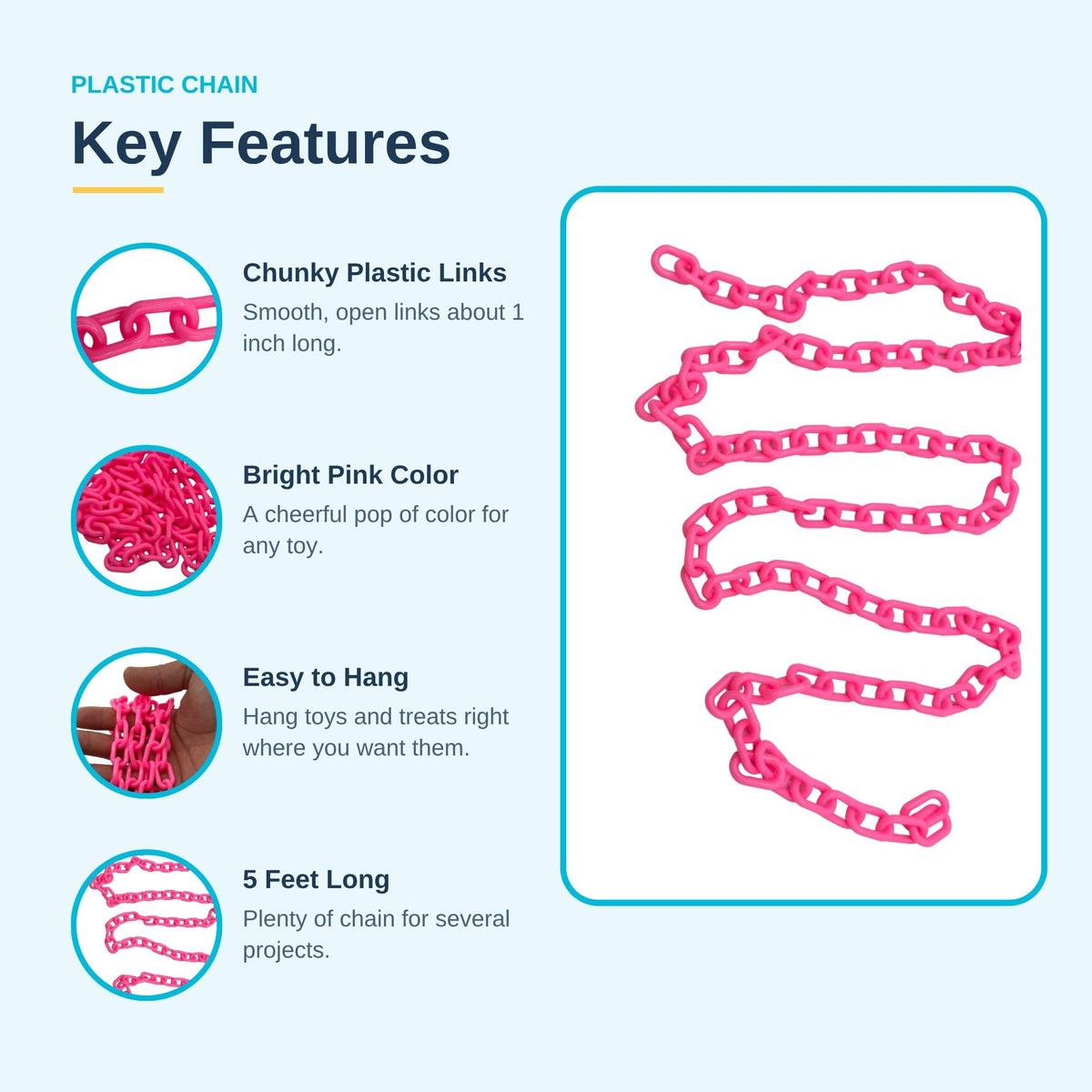 5ft Small Pink Plastic Chain #2010