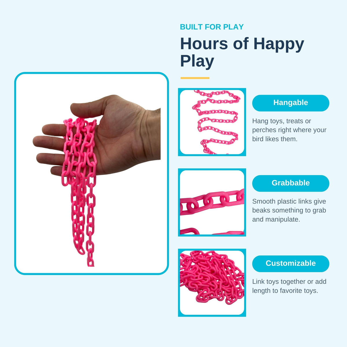 5ft Small Pink Plastic Chain #2010