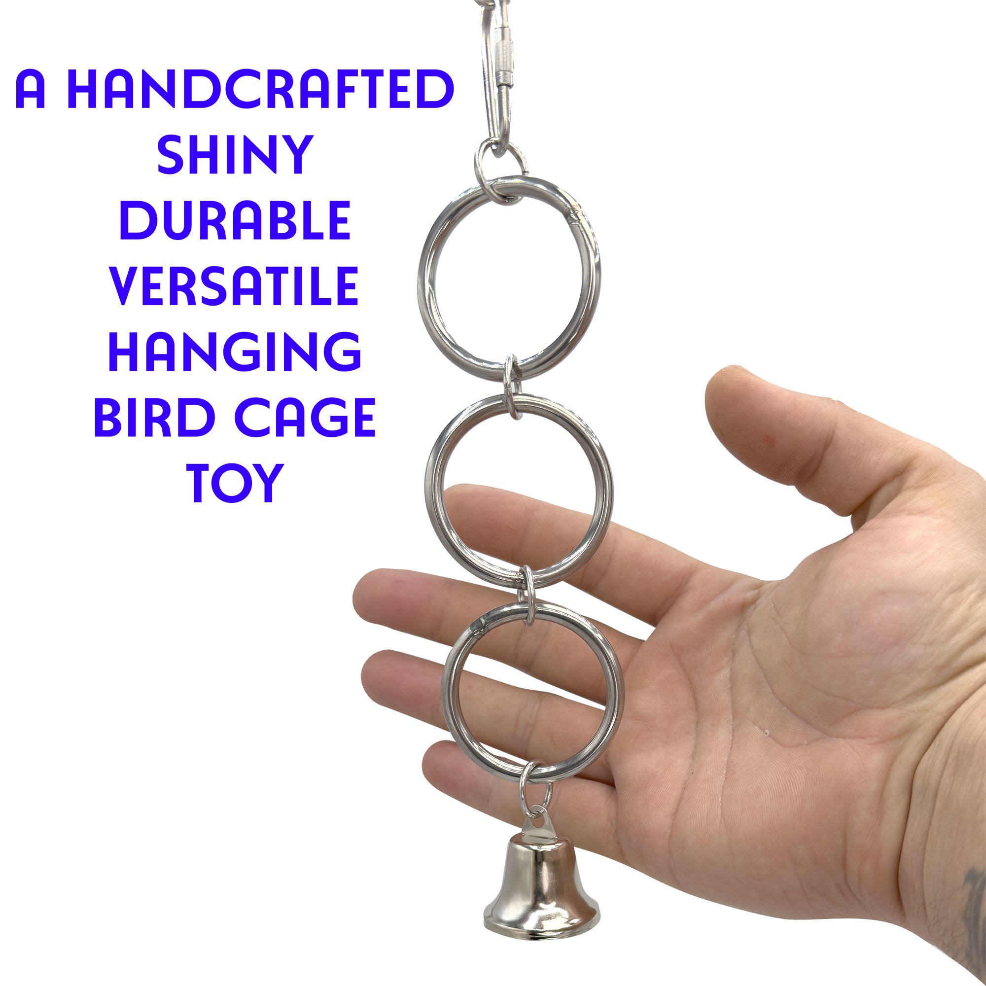 1131 Tough Stainless Steel Triple Ring Handcrafted Durable Shiny Toy