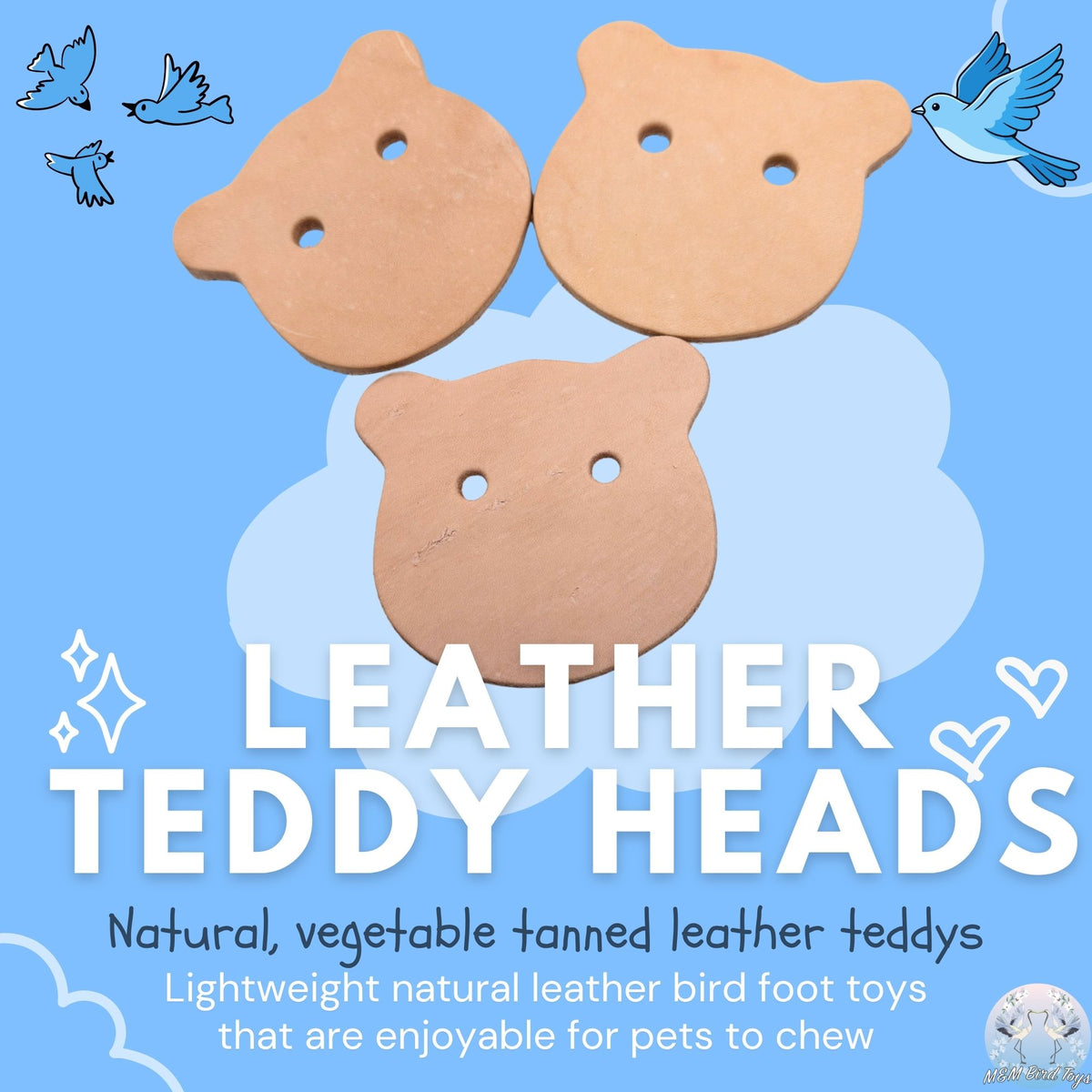 5024 Pk3 Large Leather Teddy Heads