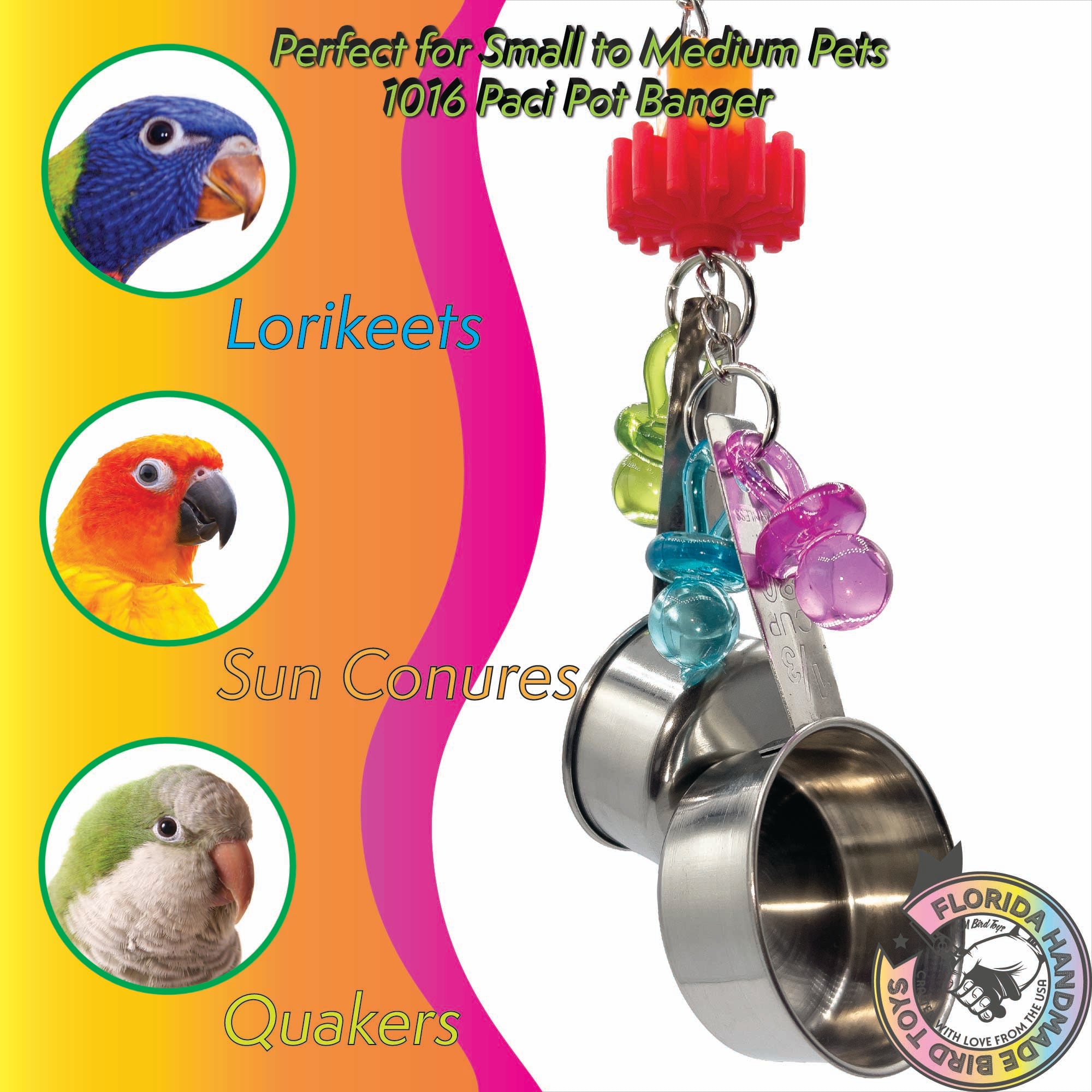1016 Paci Pot Banger M&M Unión Pájaro Juguetes