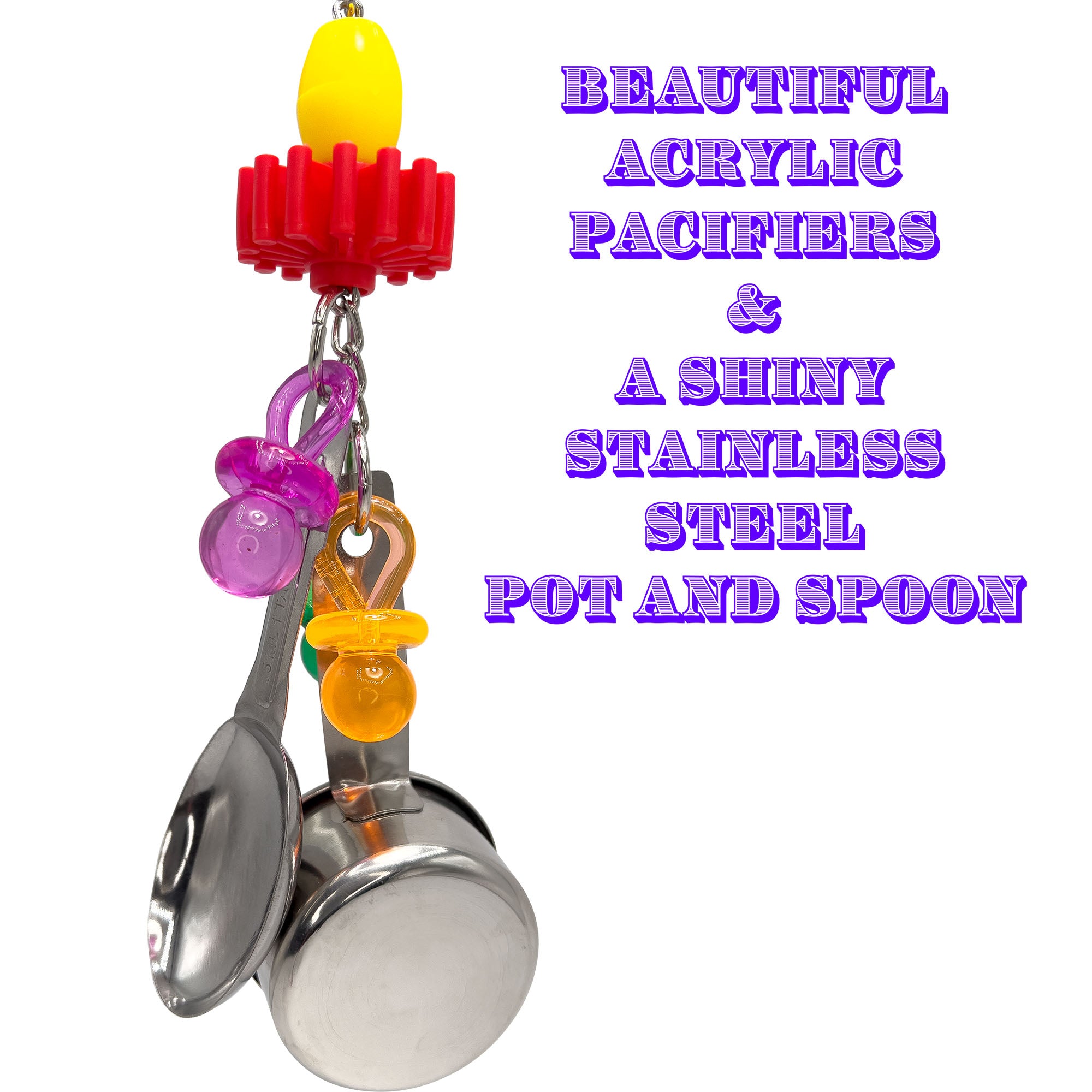 1052 Spoon Pot Paci Banger M&M Bird Toys