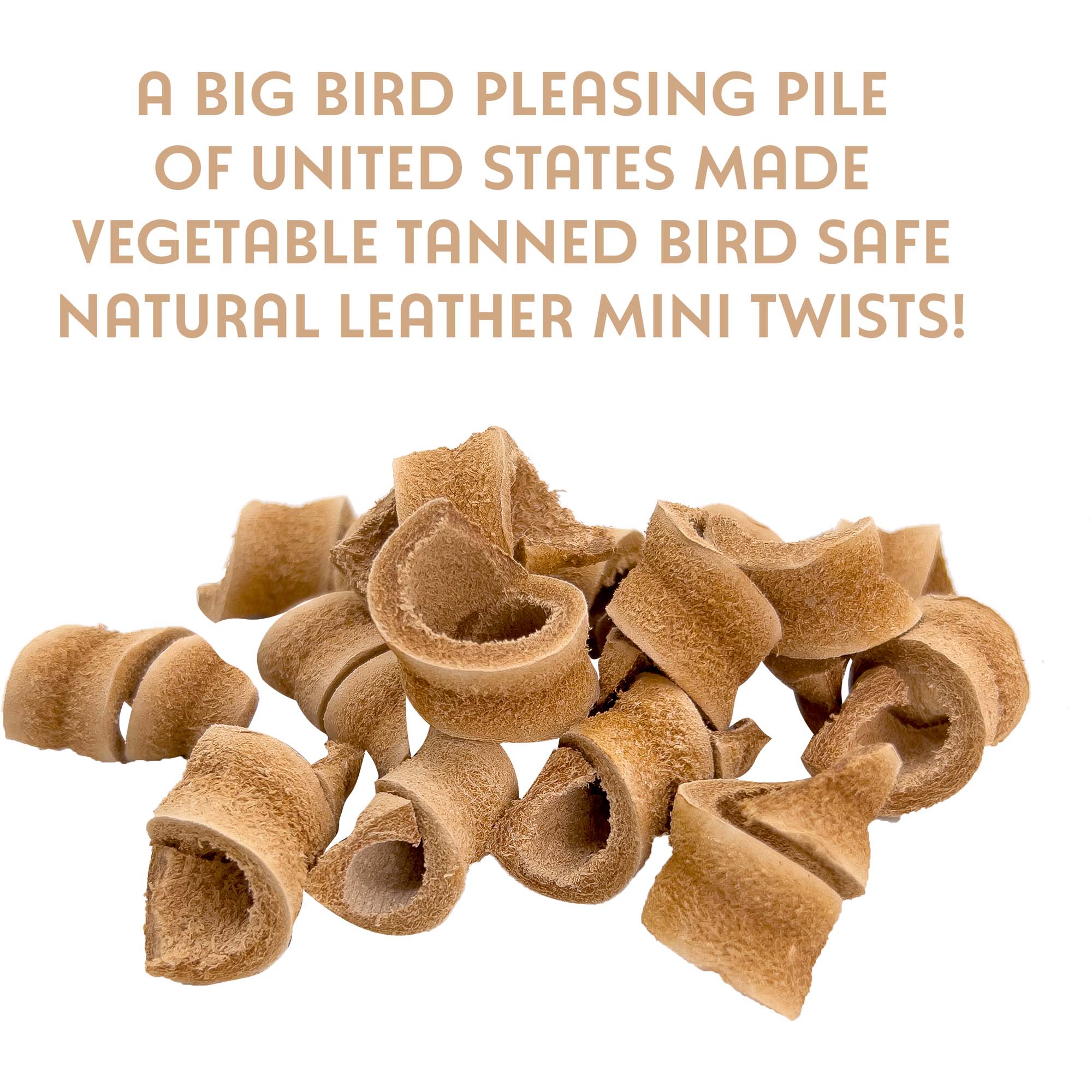 5023 Mini Twists de cuero natural M&M Bird Toys